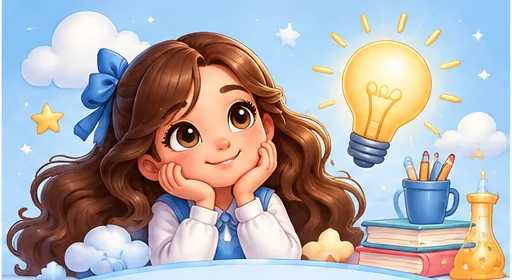 فتاة كرتونية تشجعك على التعلم